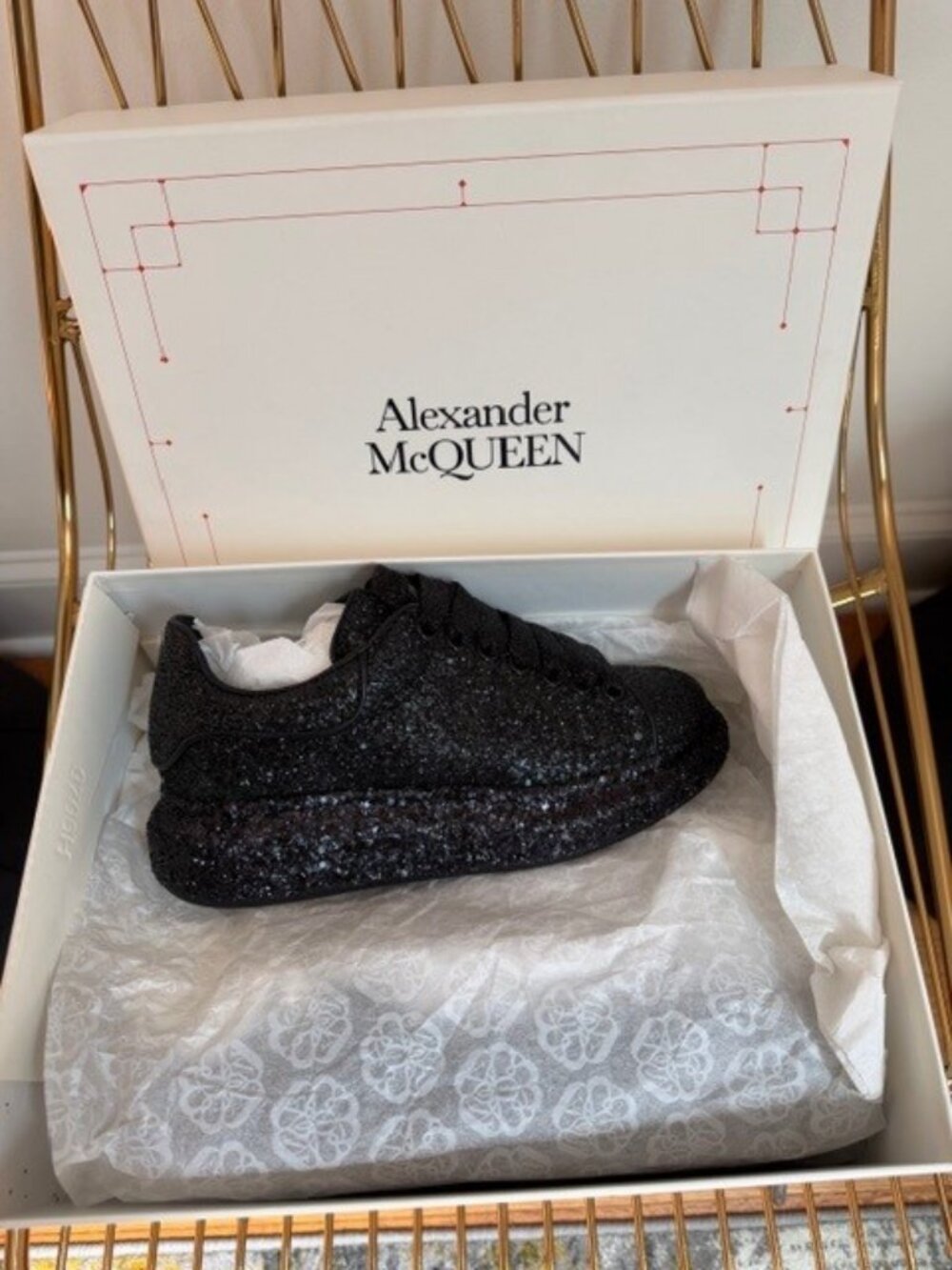 Women's ALEXANDER MCQUEEN Glittered Oversize Sneakers In Black
